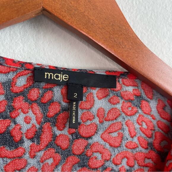 Maje Lito Leopard-Print Wrap Top M - Picture 8 of 13